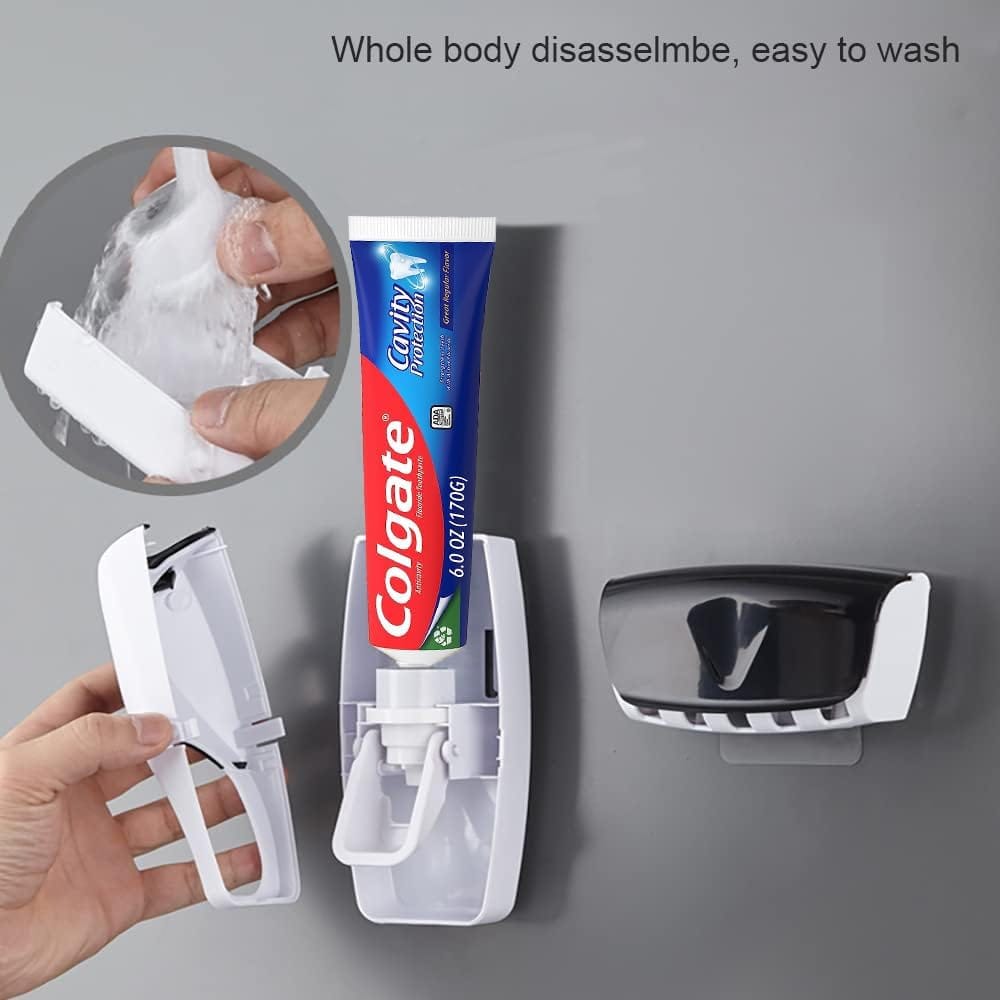 DISPENSADOR DE PASTA DENTAL Y SOPORTE DE CEPILLOS