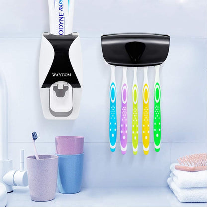 DISPENSADOR DE PASTA DENTAL Y SOPORTE DE CEPILLOS