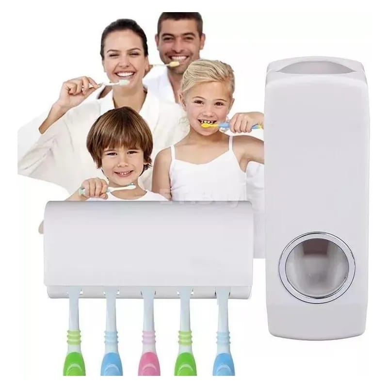 DISPENSADOR DE PASTA DENTAL Y SOPORTE DE CEPILLOS