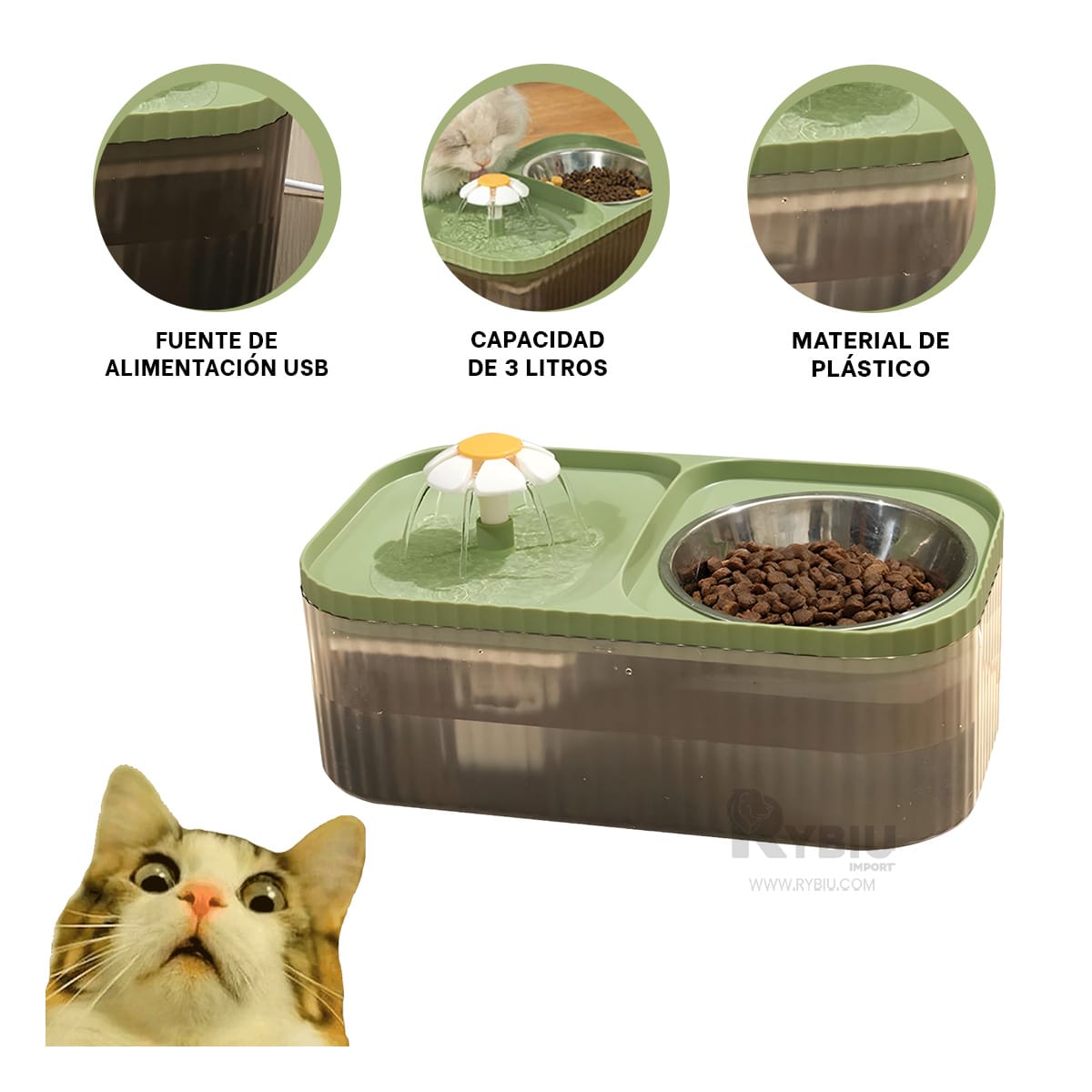 BEBEDERO DE MASCOTA CON DISPENSADOR